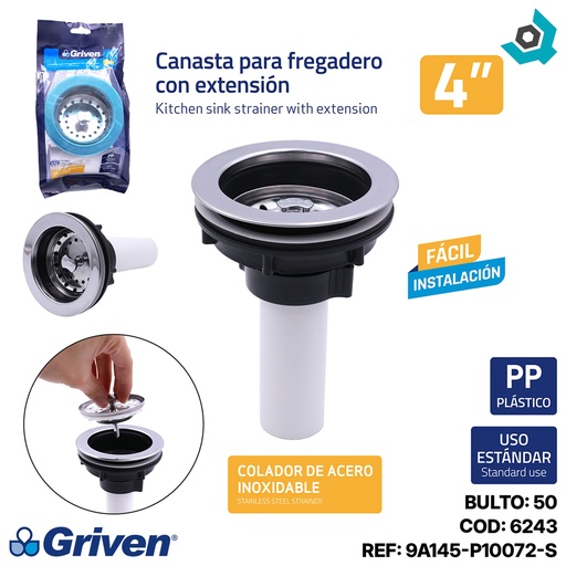 [6243] DESAGUE PARA FREGADERO 4" GRIVEN
