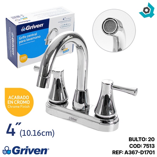 [7513] GRIFERIA PARA LAVAMANOS 4" ABRE FACIL GRIVEN