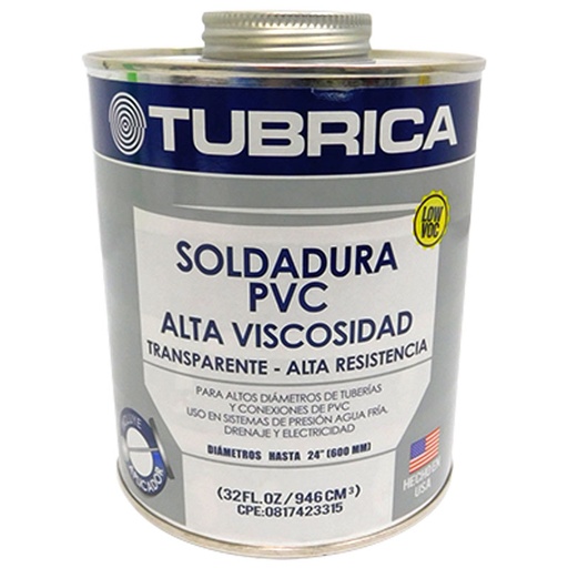 [7636] SOLDADURA PVC ALTA VISCOSIDAD 1/4GL TUBRICA