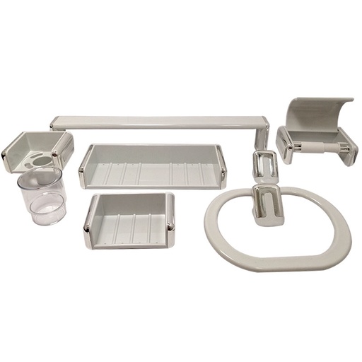 [7790] JUEGO DE BANO COLOR BLANCO 7PZAS GRIVEN