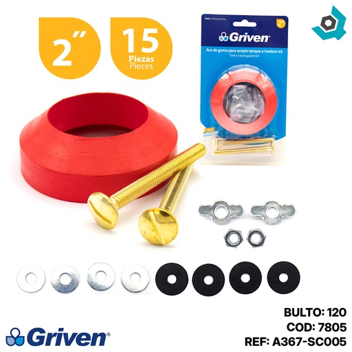 [7805] ARO DE GOMA 2" PARA ACOPLE CON TORNILLOS GRIVEN